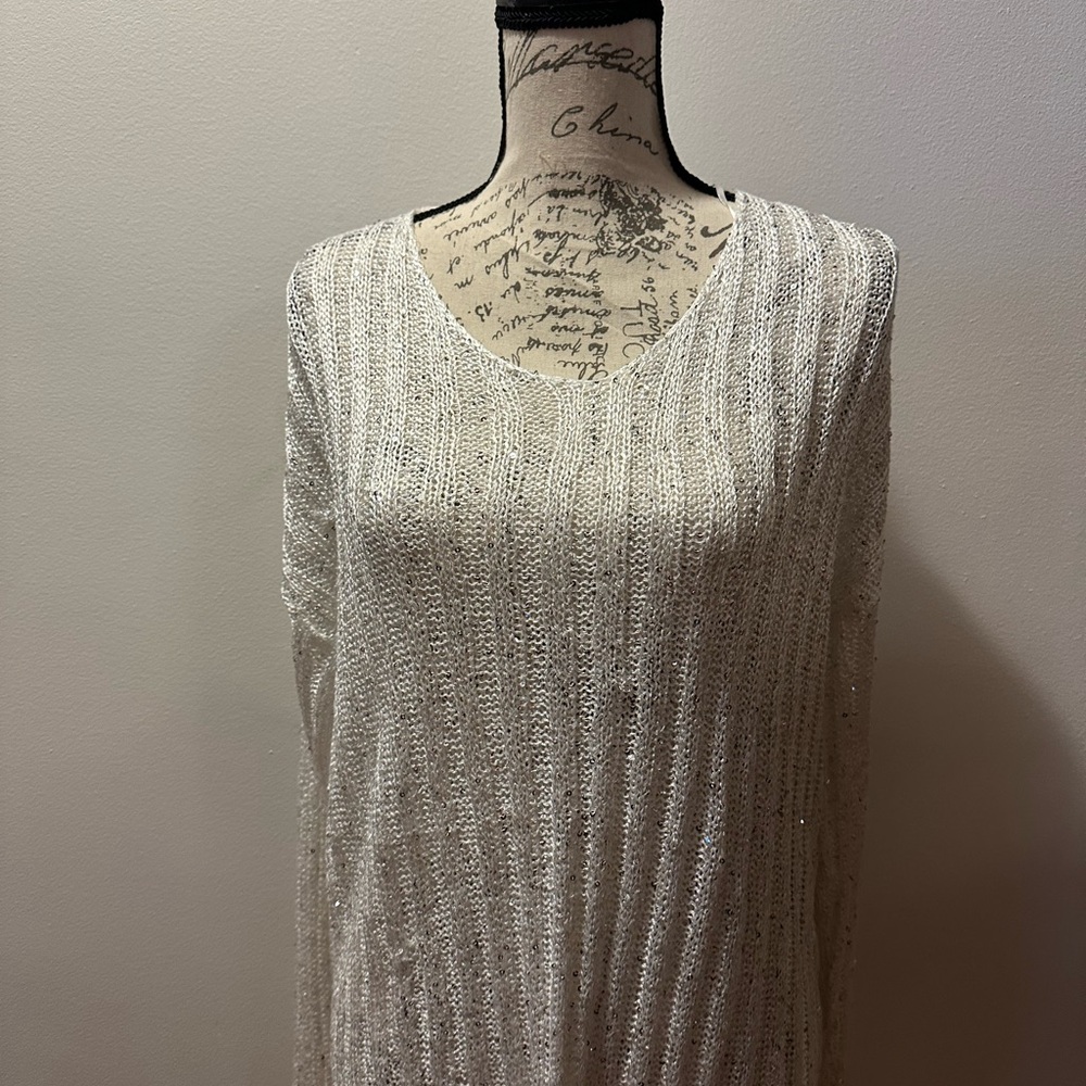 Sage Silver Sequin Knit Top